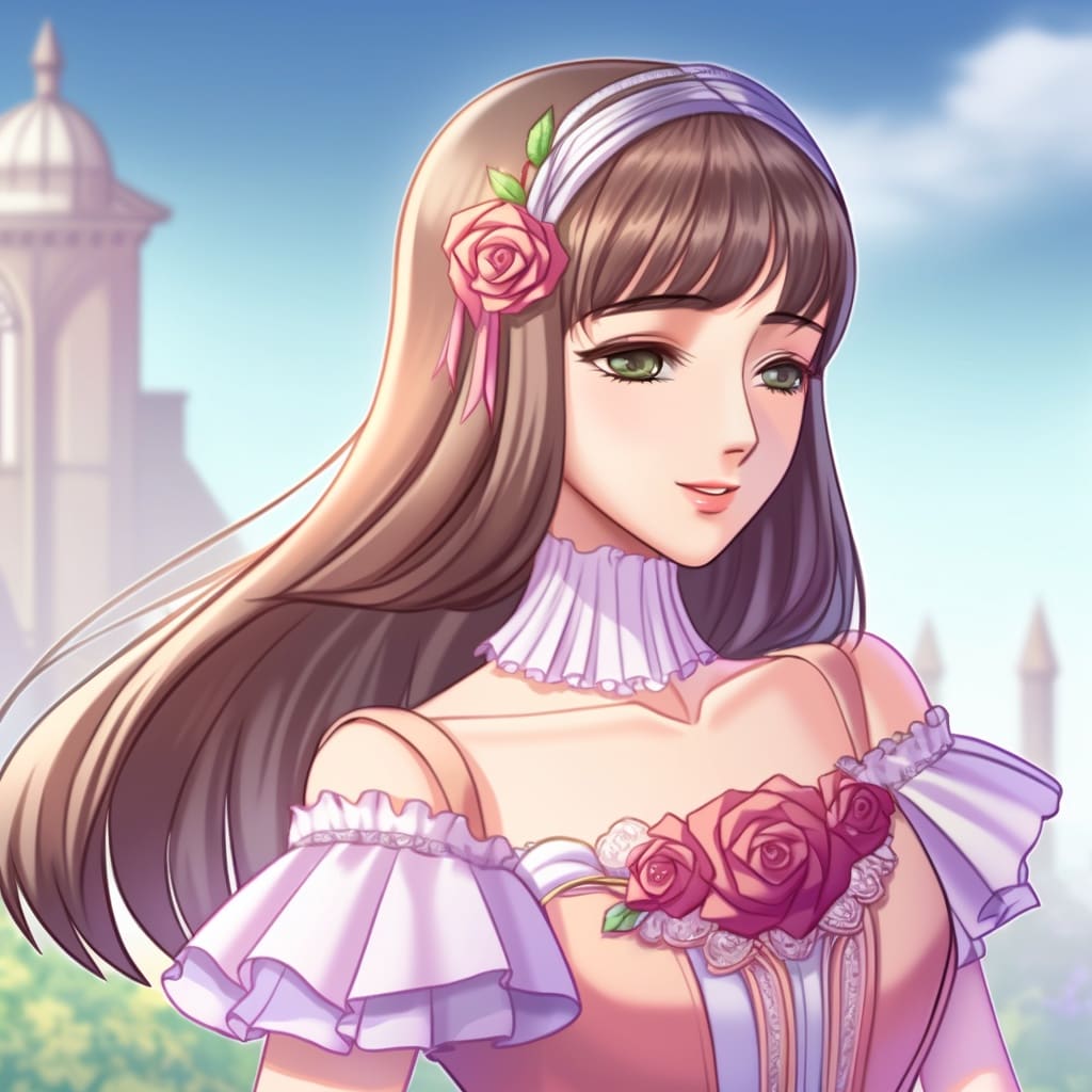 Josei anime princess with flower Josei anime princess with flower