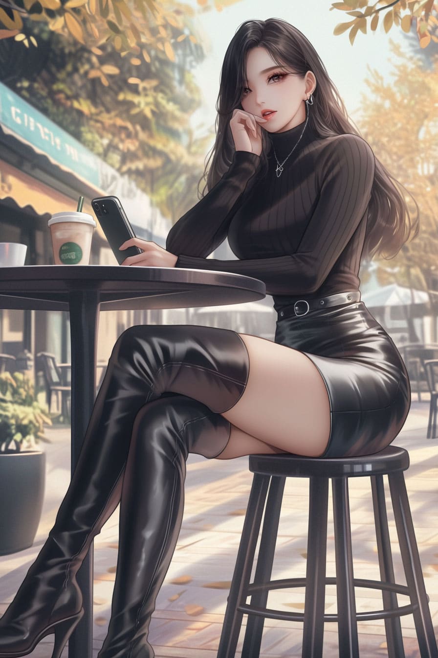 Josei fashion influencer - cafe content creator Josei fashion influencer - cafe content creator
