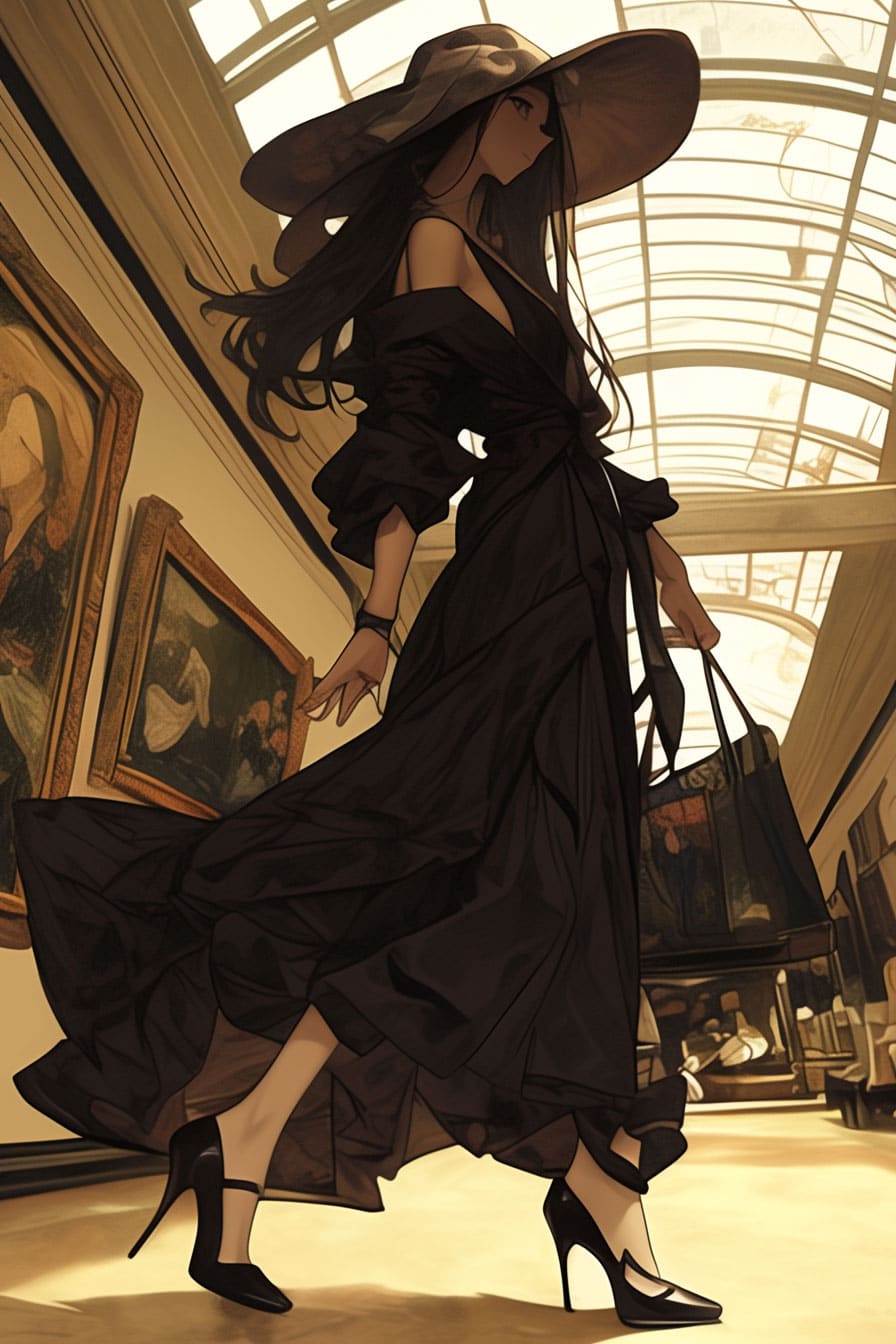 Josei fashion influencer - art museum romantic Josei fashion influencer - art museum romantic