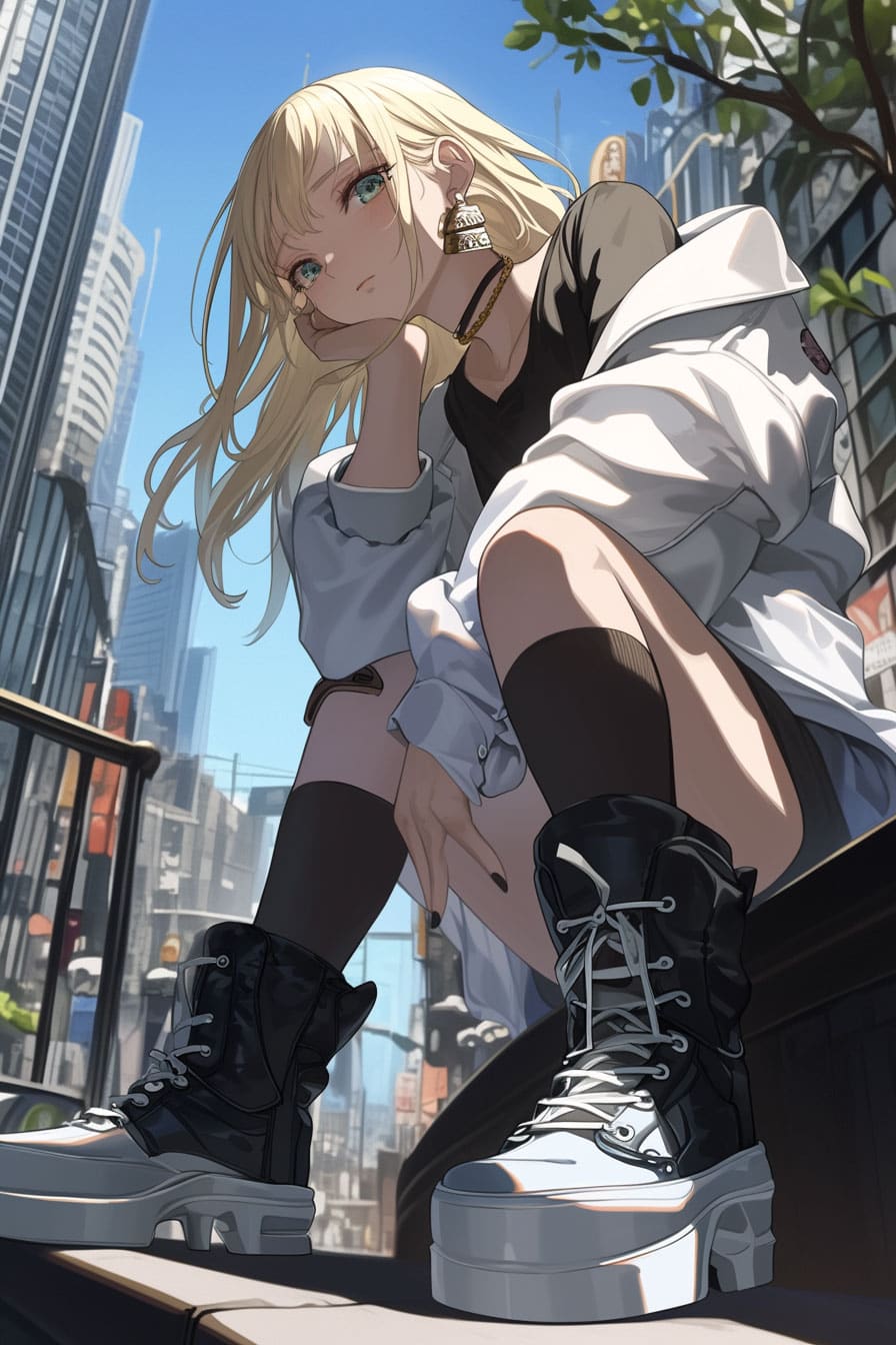 Josei fashion influencer - streetwear star in the city Josei fashion influencer - streetwear star in the city