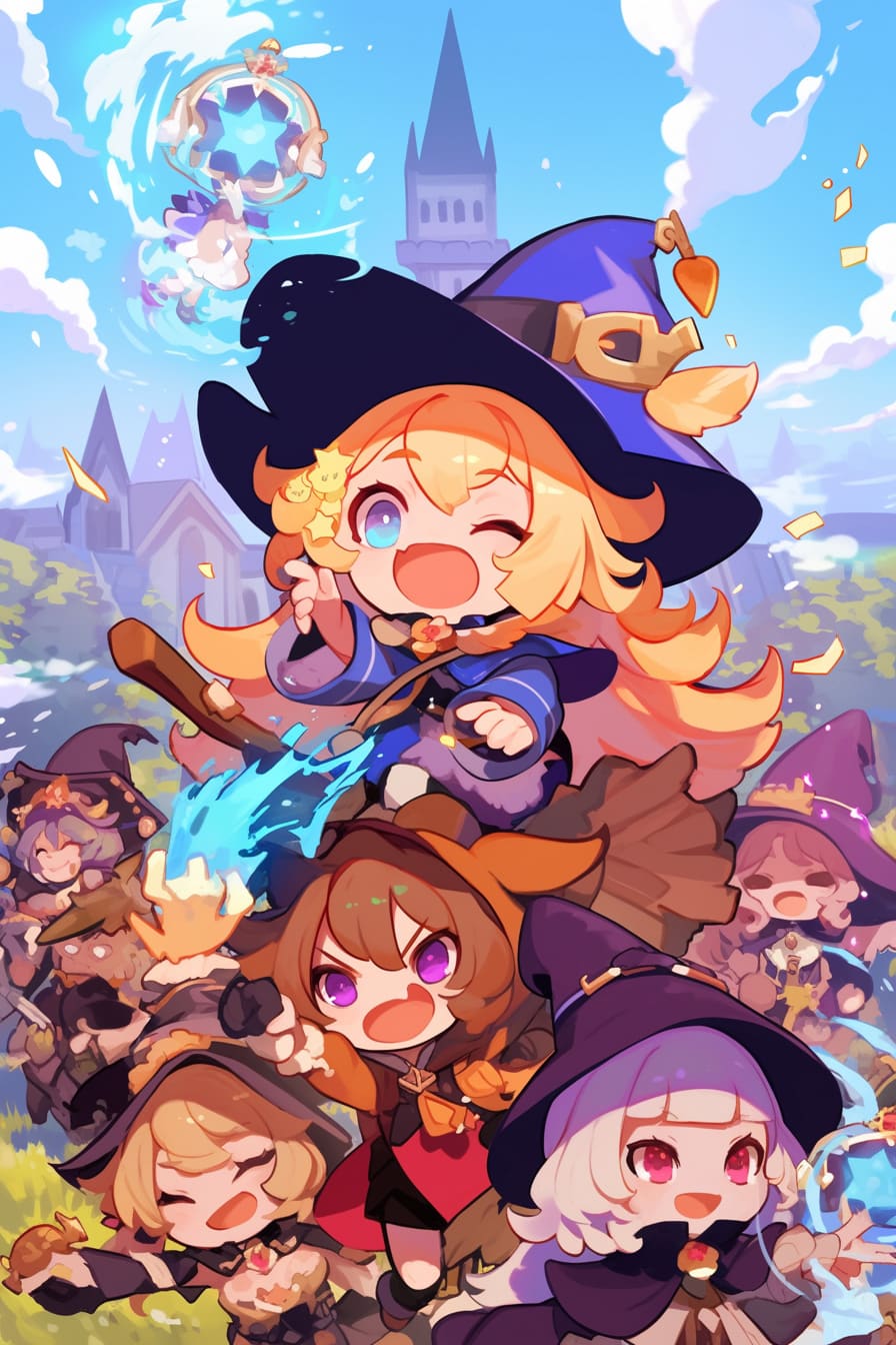 Chibi Wizards together Chibi Wizards together