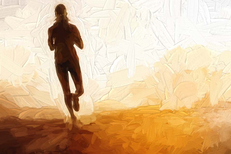 Runner on Road at Sunrise Runner on Road at Sunrise