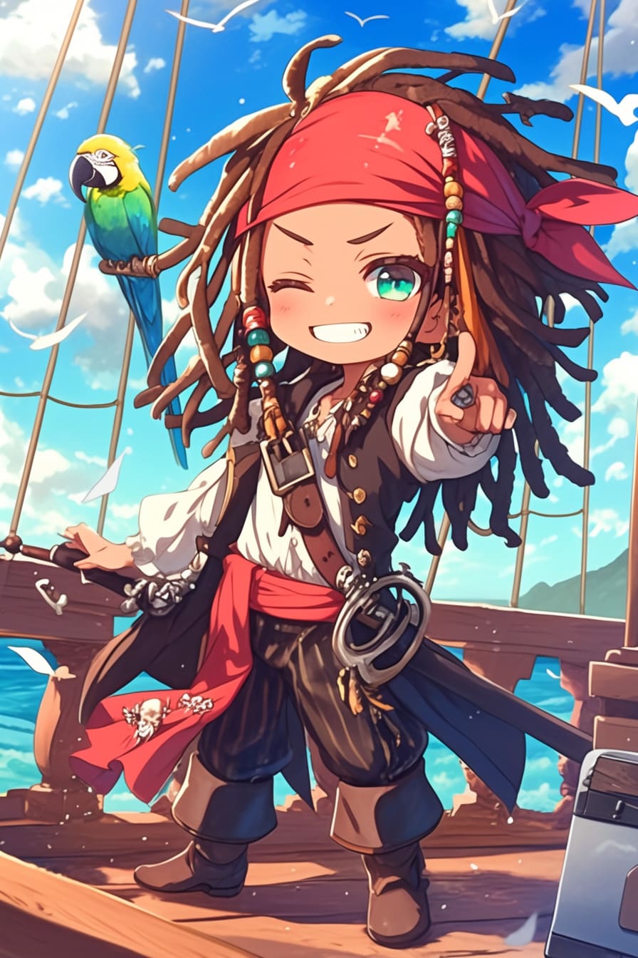 Chibi Jack Sparrow from Pirates of the Caribbean Chibi Jack Sparrow from Pirates of the Caribbean