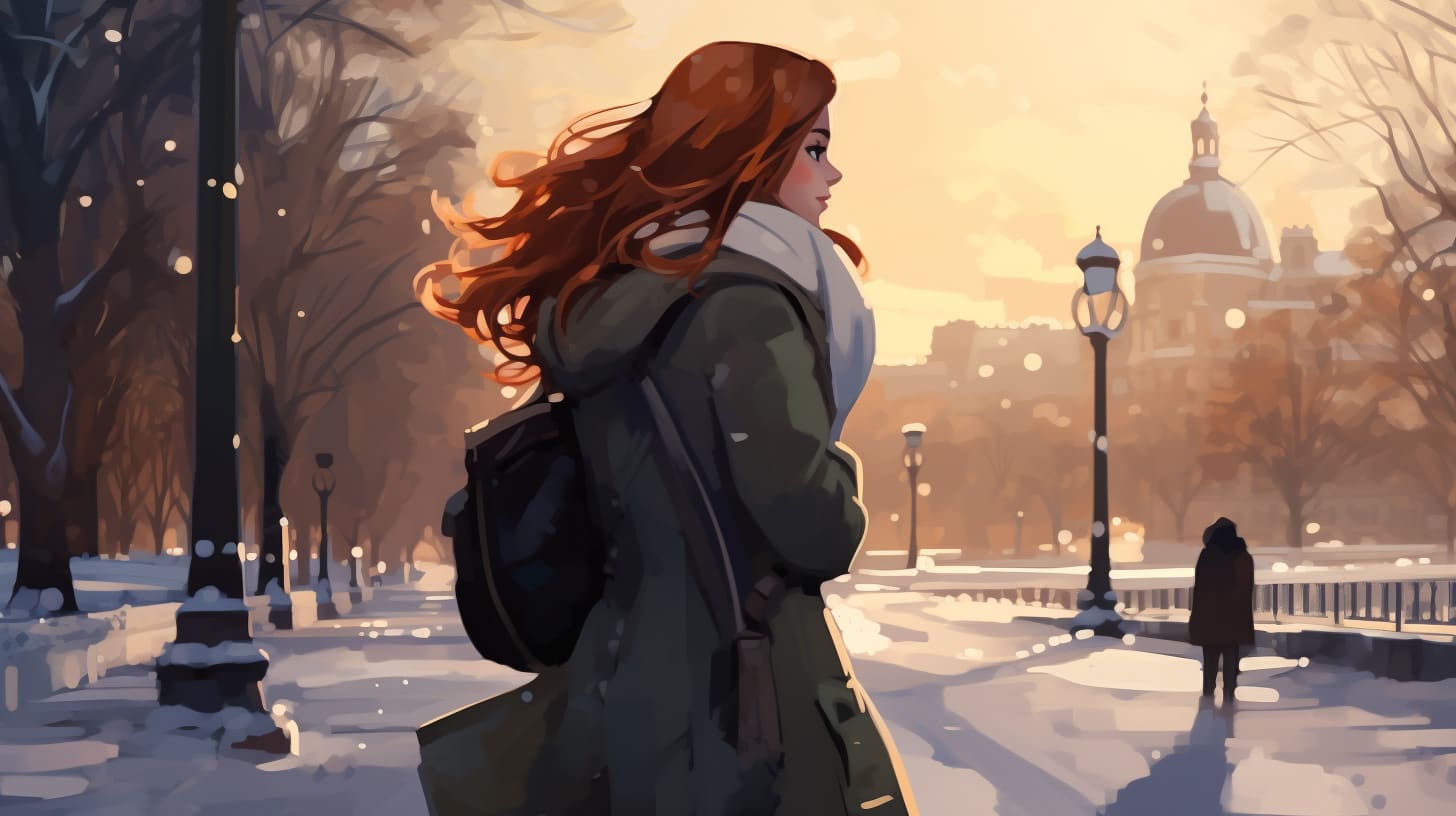 Winter in the city at sunset Winter in the city at sunset