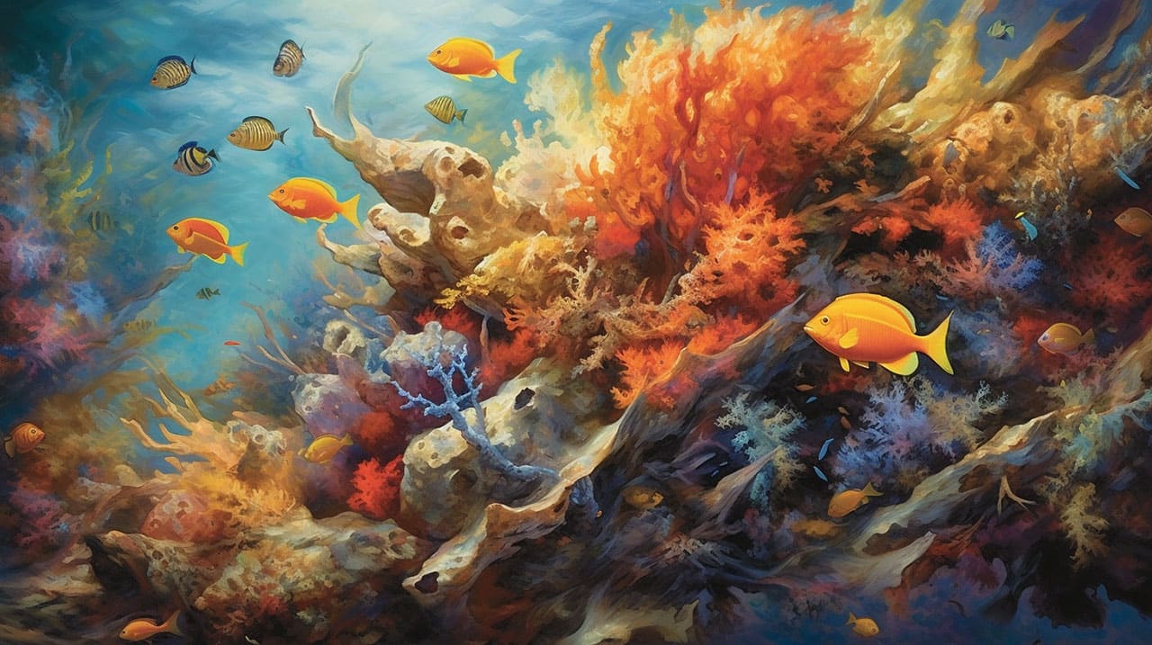 bustling coral reef bustling coral reef