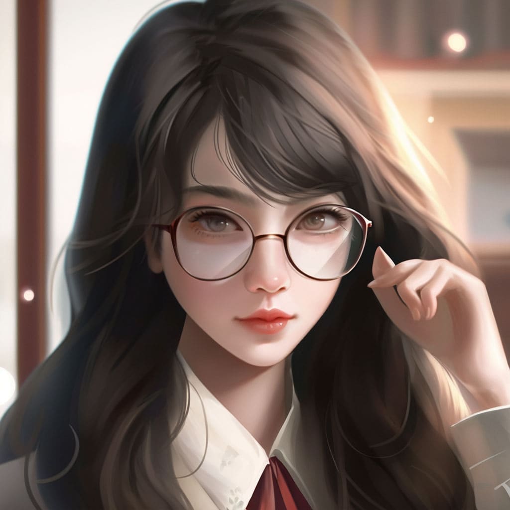 Josei anime style - woman with glasses Josei anime style - woman with glasses