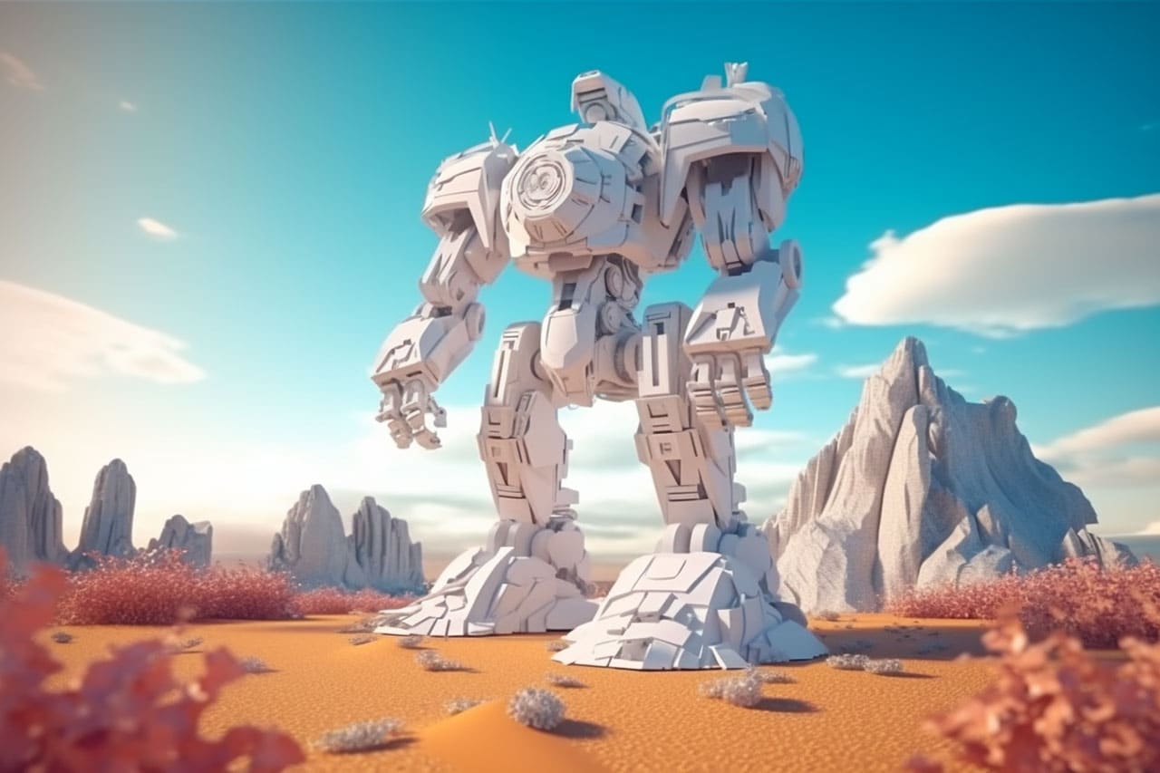 Mecha robot in kirigami style Mecha robot in kirigami style