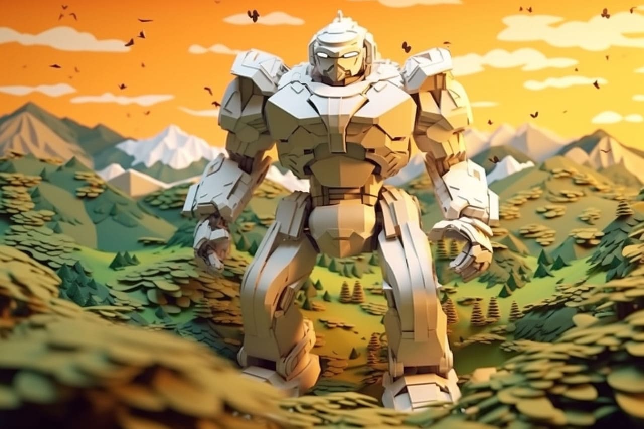 Mecha robot in kirigami style Mecha robot in kirigami style