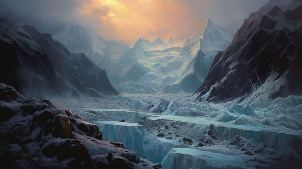 majestic glacier carving its icy path
majestic glacier carving its icy path