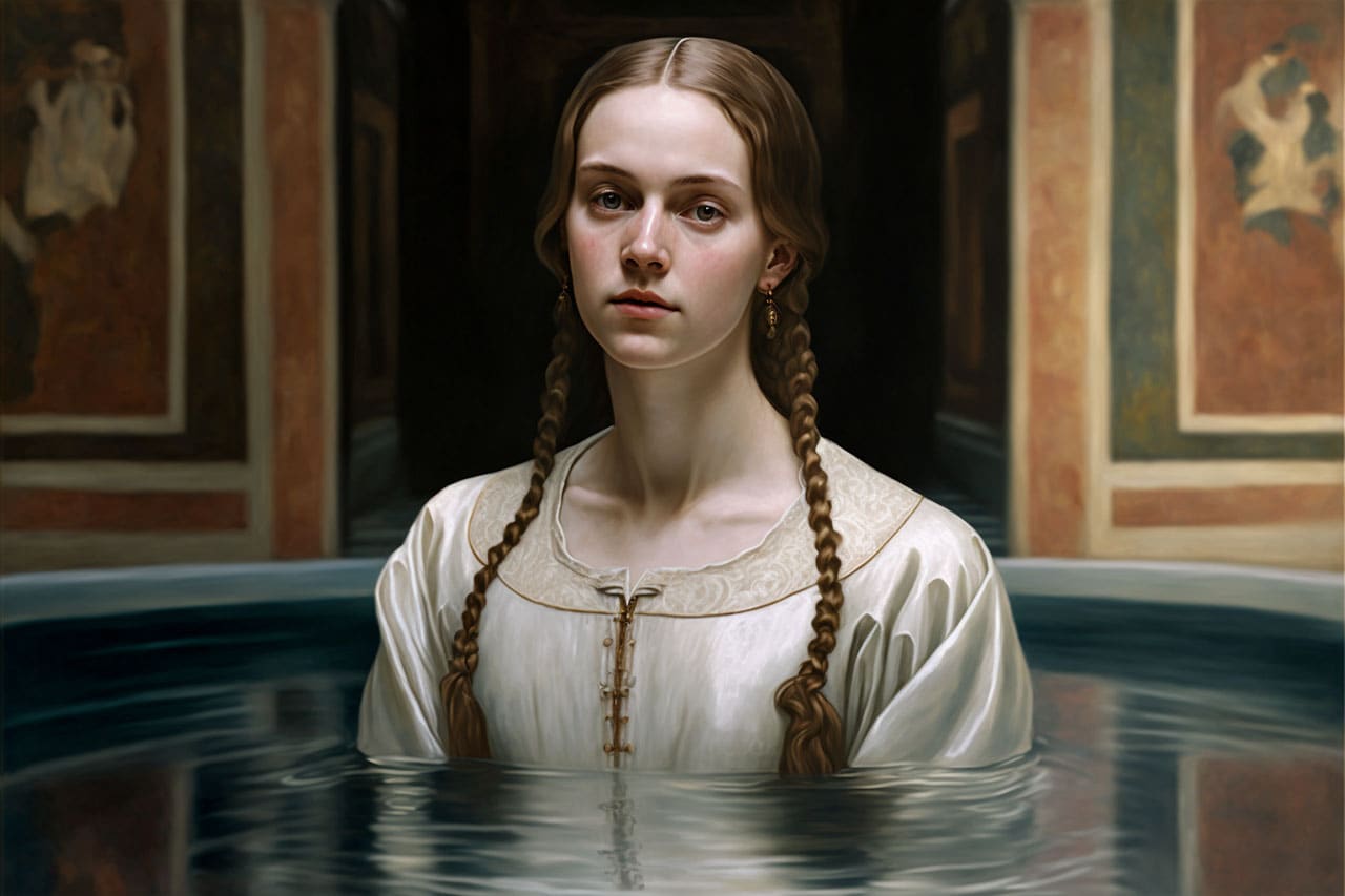 Woman in a pool - Renaissance Style Woman in a pool - Renaissance Style