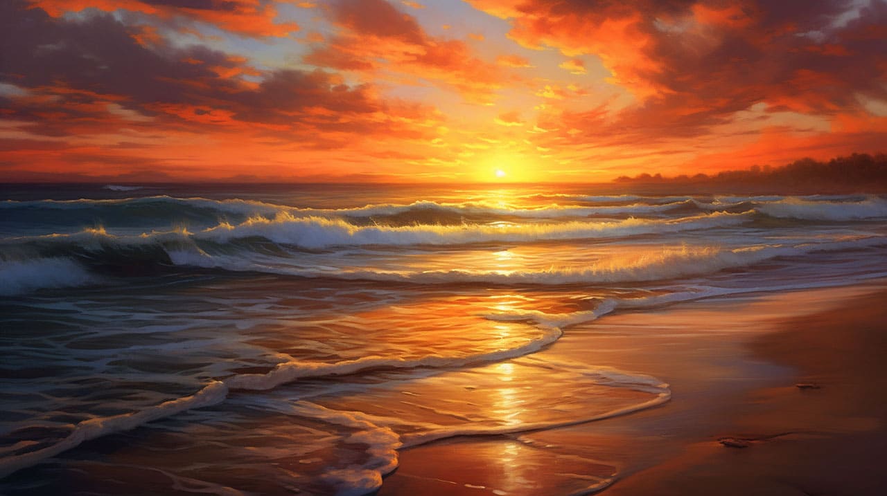 tranquil beach at sunset tranquil beach at sunset