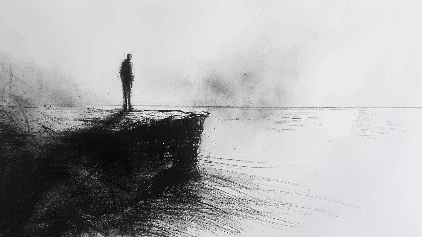 Solitary Figure on a Cliff's Edge Solitary Figure on a Cliff's Edge