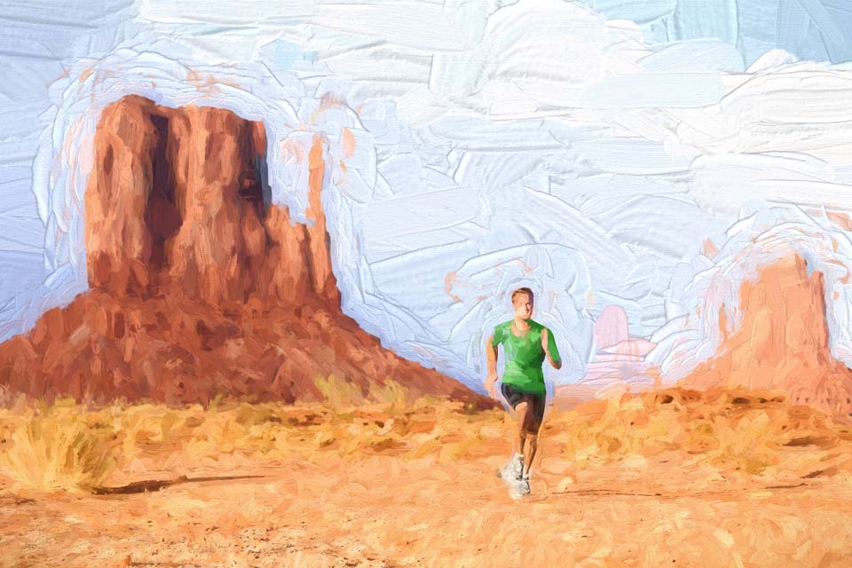 Runner with Desert Landscape