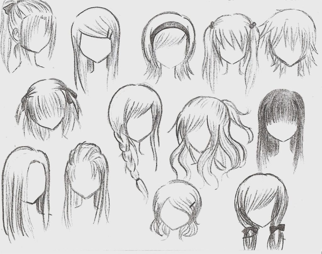 anime heads and hair