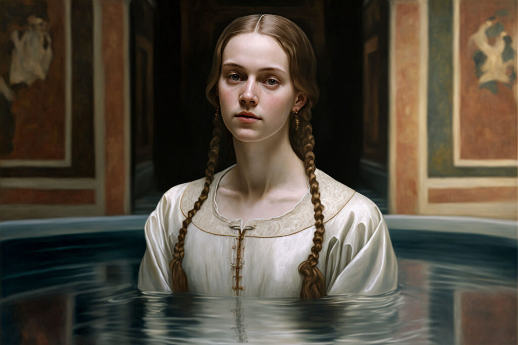Woman in a pool - Renaissance Style