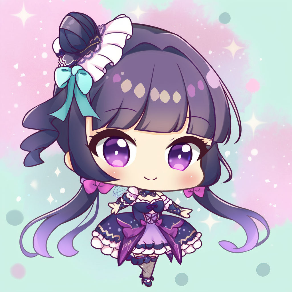 Chibi style girl with purple hair
