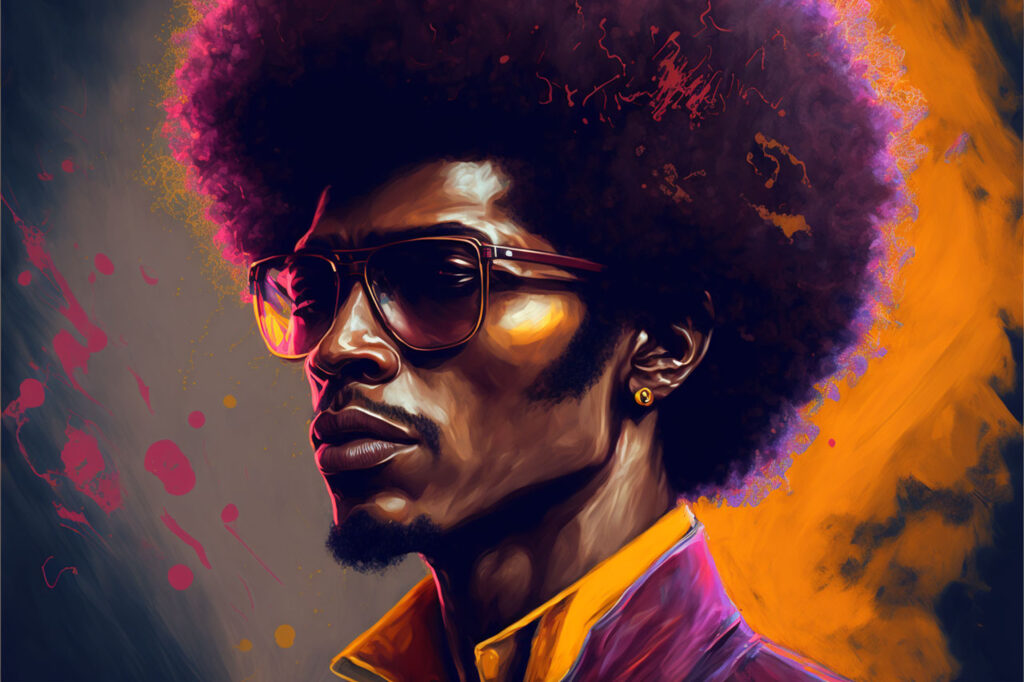 Handsome man in funk art style