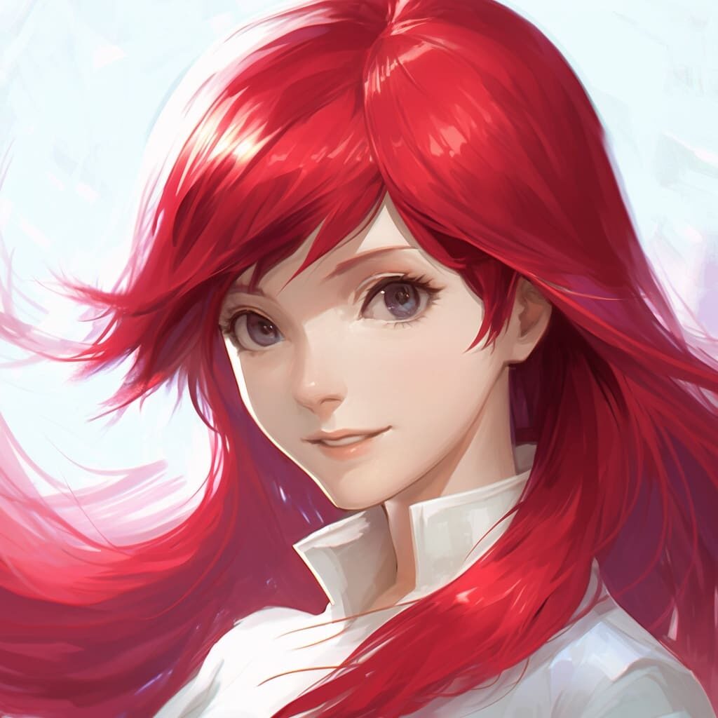 Josei anime girl with red hair