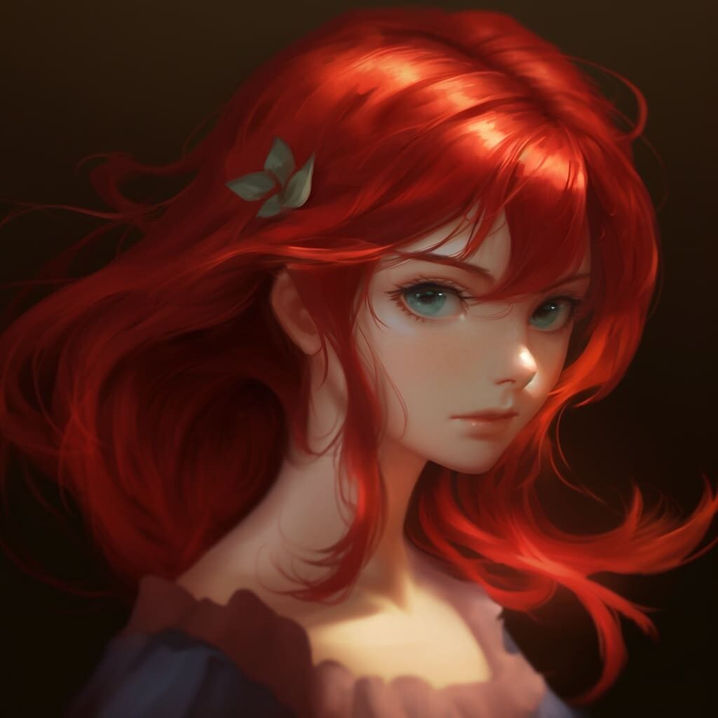 Josei anime girl with red hair