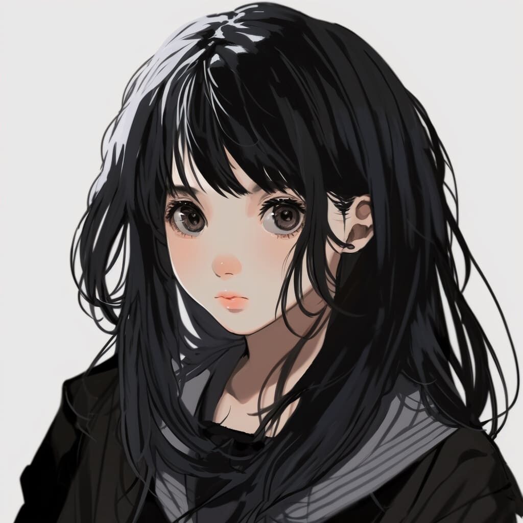 Josei anime girl with black hair