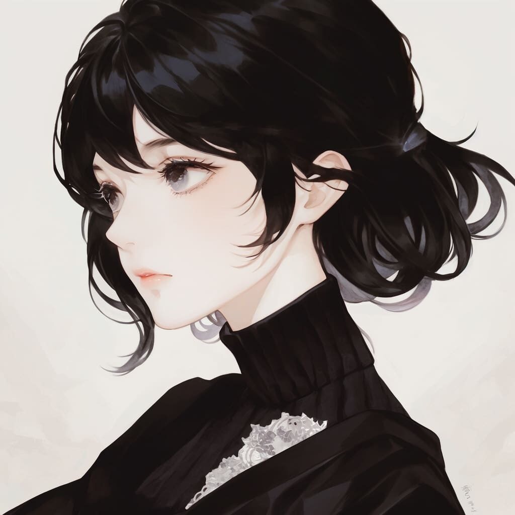Josei anime girl with black hair