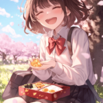 girl with bento box under a tree