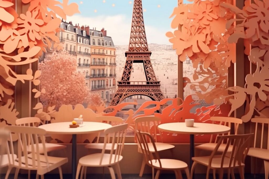 A street cafe scene in Paris