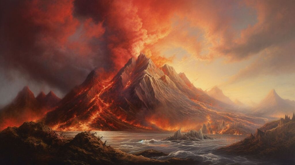 roaring volcano erupting with fiery passion
